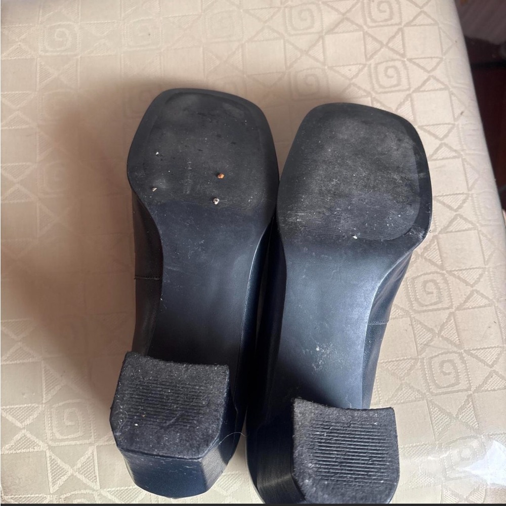 Nine West Black Leather Block Heel Loafers - Picture 3 of 5